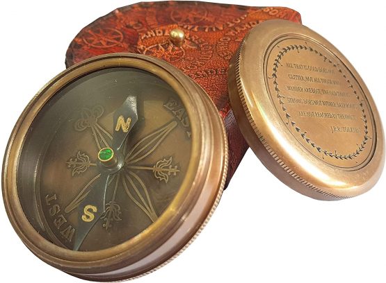 Brass Nautical - Not All Those Who Wander are Lost Brass Gift Engraved Compass with Leather case, Graduation Day Baptism Communion Confirmation Day Motivational LOTR J.R.R. Tolkien - Image 4