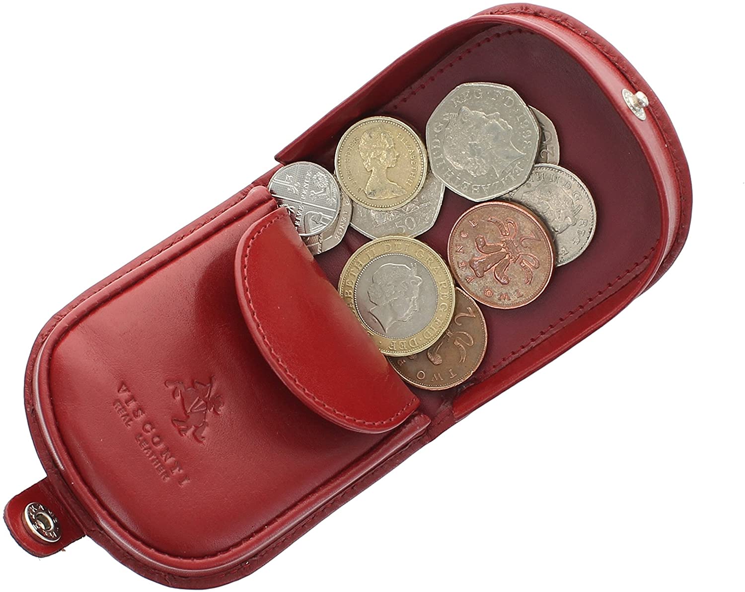 Visconti Monza Collection Vegetable Tanned Leather Tray Coin Purse TRY5 Red