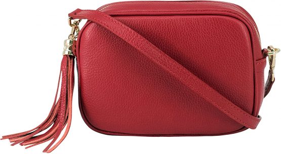 Montte Di Jinne - 100% Made in Italy - Soft Leather Women's Cross Body Shoulder Bag with Tassel key Ring