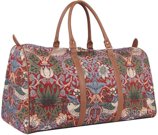 Signare Tapestry Large Duffel Bag Overnight Bags Weekend Bag for Women (William Morris Strawberry Thief Red, BHOLD-STRD) - Image 2