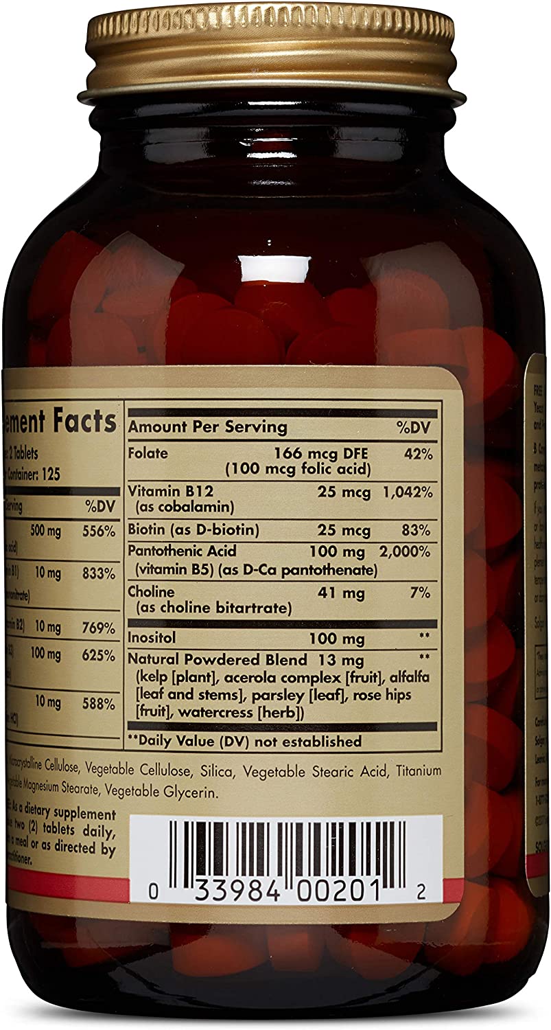Solgar Vitamin B-Complex with Vitamin C Tablets, Pack of 250, High Strength B-Complex, Energy - Image 3