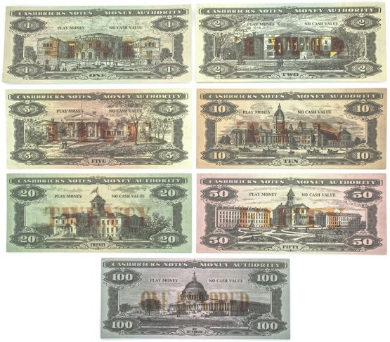Cashbricks® Play money Dollar set - values: $1-$100 (7 x 10 notes) - Image 3