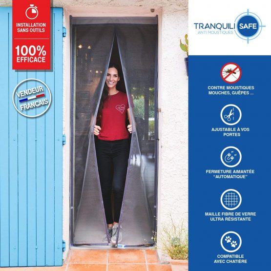 Tranquilisafe® Adjustable Magnetic Fly Screen Anti Mosquitoes and Anti Fly Screen for Doors (Width: 120/136 cm - Height: 207/215 cm) – Automatic – Mosquito Net – Net for Pet Door - Image 2