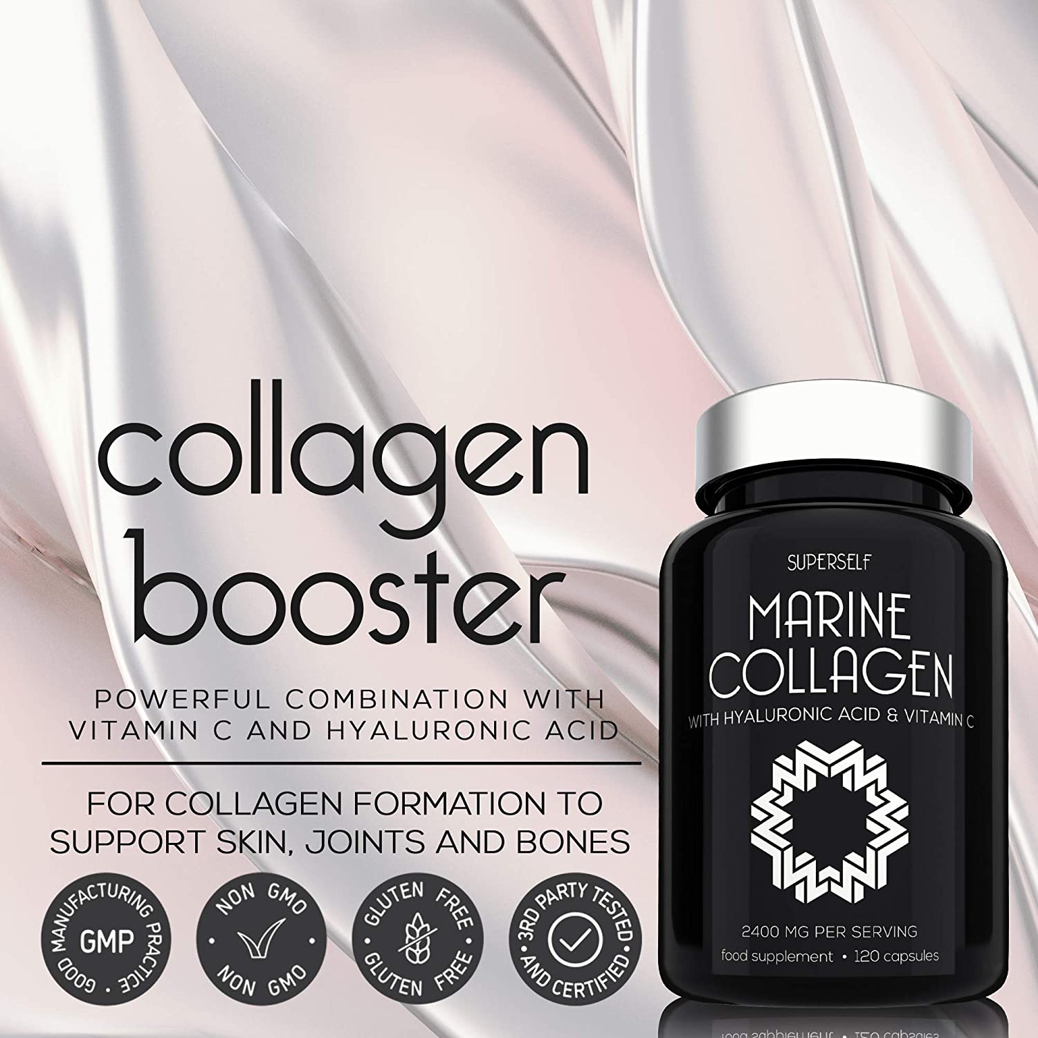 Marine Collagen Capsules 2200mg, with Hyaluronic Acid & Vitamin C, High Strength Complex for Skin Hair Support - Image 3