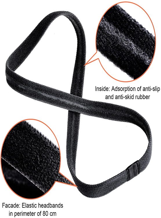 9 Pieces Thick Non-slip Elastic Sport Headbands, Elastic Silicone Grip Exercise Hair and Sweatbands for Football, Basketball, Soccer, Tennis, Yoga and Golf (Black) - Image 2