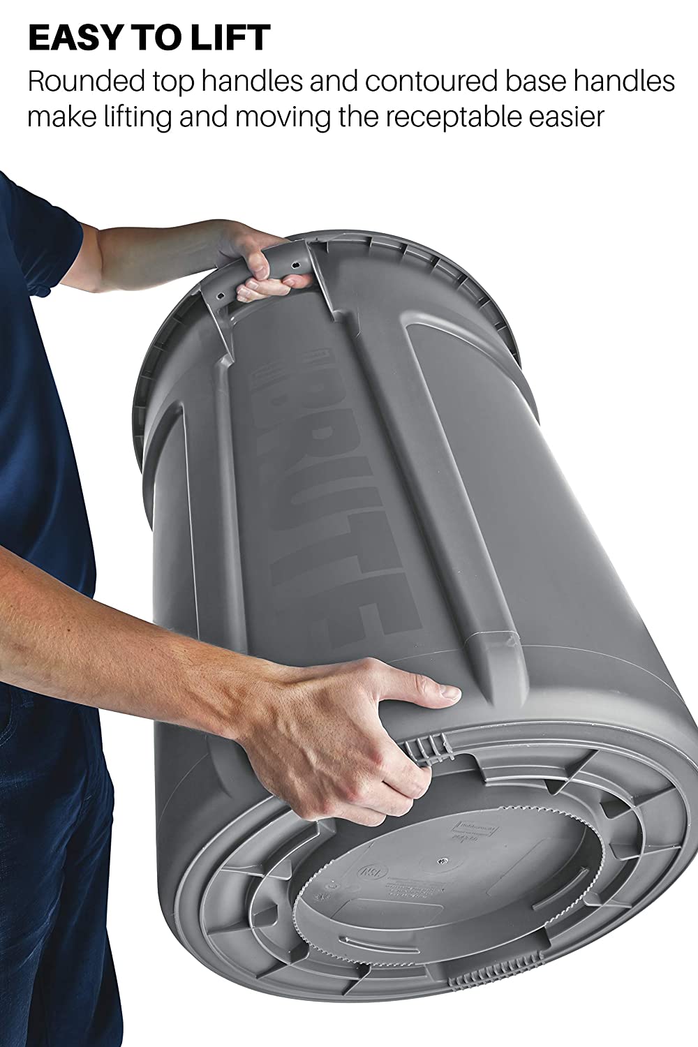 Rubbermaid Commercial Products BRUTE Round Rubbish Bin 121 L Grey, Heavy-Duty Bin with Venting Channels for Home Garage - Image 4