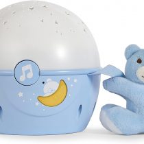 Chicco Next2Stars Baby Night Light with Plush Toy - Star Light Projector for Cots and Cribs, with Sound Sensor, 3 Light Effects and Music - 0+ Months, Blue