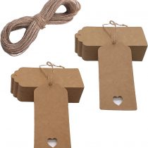 100 pcs Gift Tags Christmas Tree Tags Kraft Paper Hanging Ornament Gift Tags Parcel Tags Luggage Label String Pendant Decal, Brown