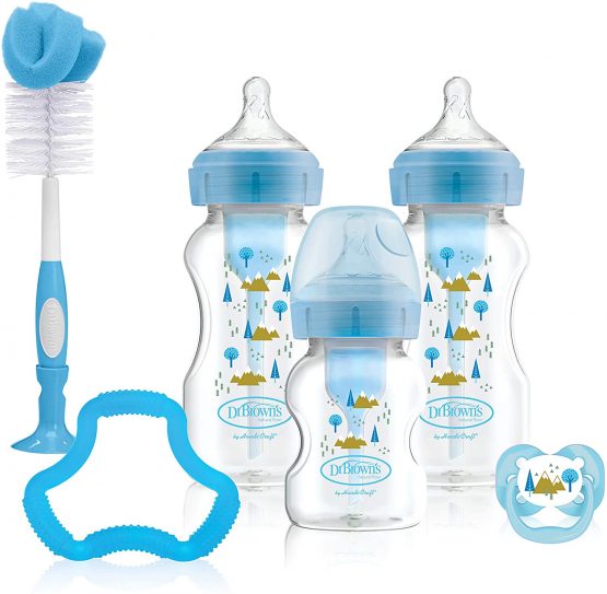 Dr. Brown's Natural Flow Options+ Anti-Colic Baby Bottle Gift Set, Blue