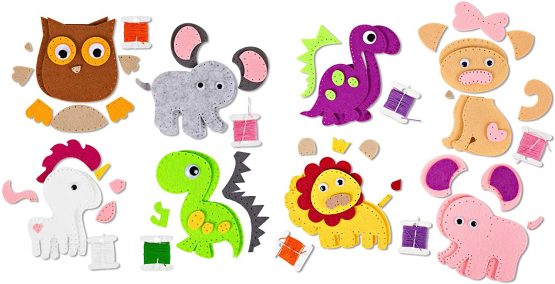 Happy Felties JUMBO Pack (8 Figures) - Felt Animal Crafting Sewing Kit - Fun DIY Stuffed Animal Craft for Kids Boys and Girls - Image 2