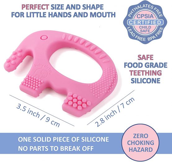 Baby Girl Teething Toys - BPA Free Silicone Toy - Cute, Easy to Hold, Soft and Highly Effective Elephant Teether - Unique Teethers Best for 0-6 6-12 Months Girl Christmas Gifts Stocking Fillers - Image 3