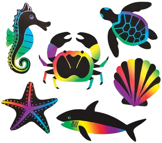 Baker Ross AG710 Sealife Scratch Art Magnets (Pack of 12), Black - Image 3