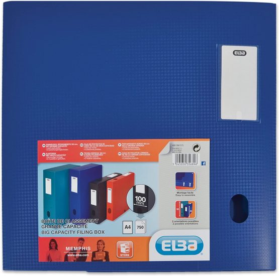 Elba 400094575 Box File with 100 mm Spine 24 x 32 cm Polypropylene Opaque Blue - Image 2
