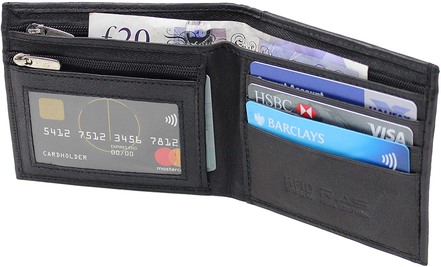 RAS Men’s RFID Blocking Slim Leather Wallet, Classic Bifold with Zipped Note Compartment, Coin Pocket, Tap-and-Go Slot - Image 4