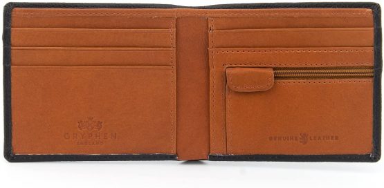 Gryphen Men's RFID Blocking Genuine Leather Wallet (Black/Tan) - Image 3