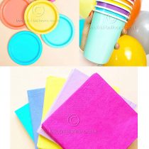 Beautiful Balloons Pastel Rainbow Party Kit - Cups, Napkins and Plates! complete kit