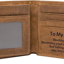 Engraved Custom RFID Blocking Bifold Stylish Wallet for Boyfriend Handmade Valentine's Day Christmas Gifts (for Boyfriend)