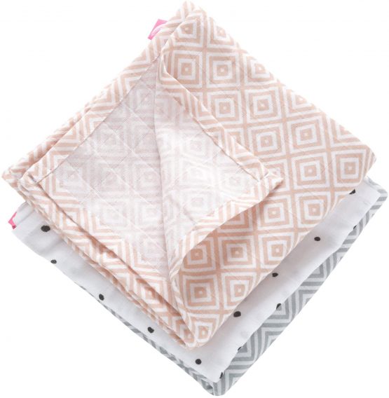 Motherhood Premium Burp Cloths, Cloth Nappies, Muslin Nappies, Set of 3, Oeko-Tex Standard 100, 100% Pure Natural Cotton, 70 x 80 cm, Squares Apricot - Image 3