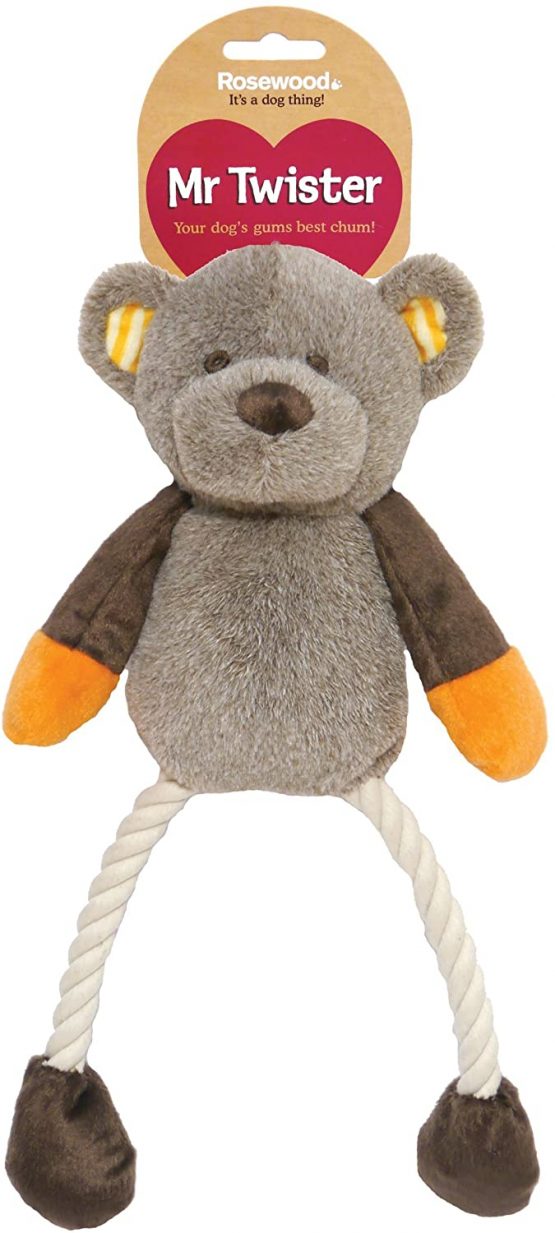 Rosewood Teddy Twister Dog Toy, grey - Image 2