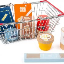 Small Foot 11443 Groceries Shopping Basket Fresh Made of Wood, Set as Accessory for Children's Kitchens and Play Stores Toys, Multicolored