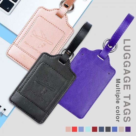 Teskyer Luggage Tags, Travel Bag Suitcase Name Tags, Premium PU Leahter Privacy Protection Travel Bag Labels Suitcase Tags - Image 3