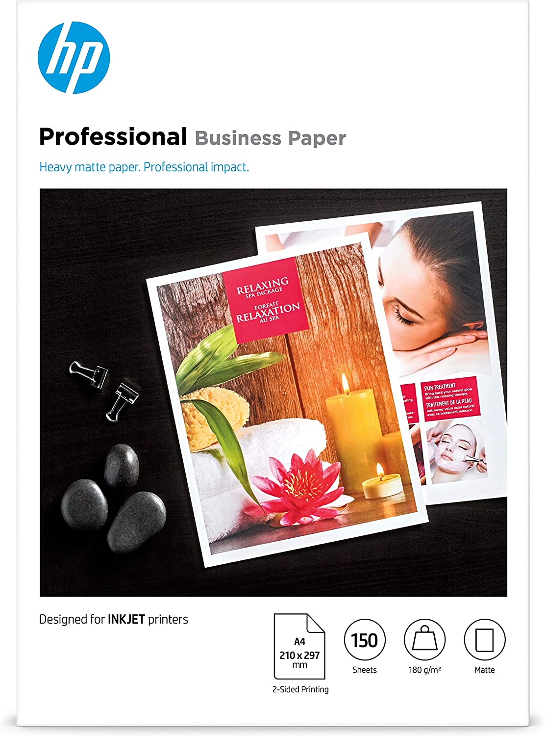 HP 7MV79A Inkjet Professional Matte Business Paper, A4, 180 gsm, 150 Sheets, White, A4 (150 Sheets)