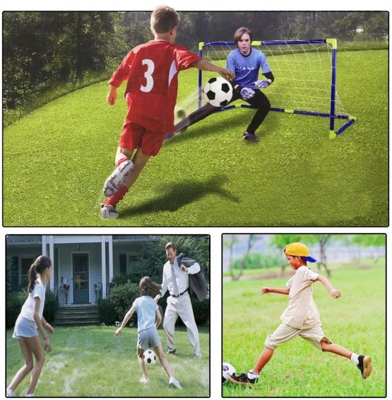 Football Goal Post Net With Pump Toy Indoor Outdoor Soccer Sport Games Mini Training Practice Set for Kids Children (Single) - Image 4