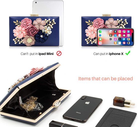 Milisente Women Clutch Bag Flower Evening Bag Handbag Wedding Clutch Purse - Image 3