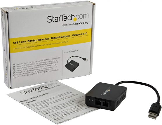 StarTech USB to Fiber Optic Converter - 100Mbps - USB 2.0 to Fiber Network Adapter - 100Base-FX SC Female Duplex Multimode Fiber/MMF Compatible - 2Km - Compact USB to Fiber LAN (US100A20FXSC) - Image 4