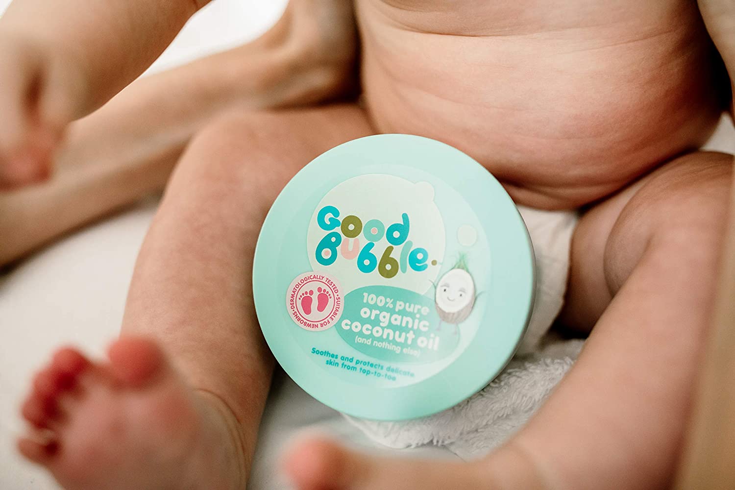 Good Bubble 100% Pure Organic Coconut Oil for Babies (185g), Vegan, Gentle Baby Massage Oil for Skin & Hair - Image 2
