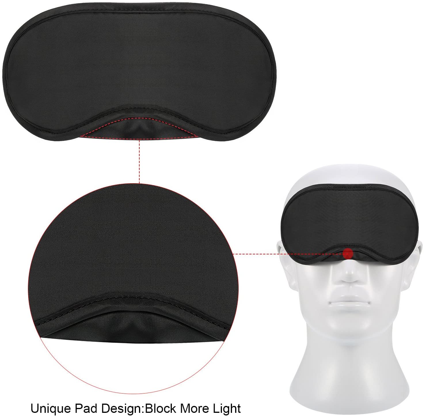 20 Pack Blindfold Eye Mask for Sleep Game Travel with Nose Pad (Black), 20 count (Pack of 1) - Image 2