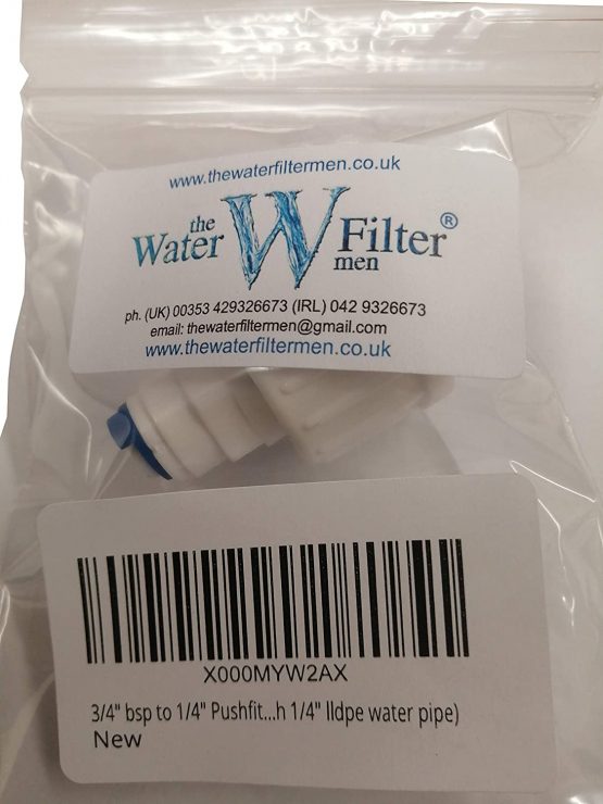 3/4" bsp to 1/4" Pushfit Connector - Feed Water Connection Fitting - (Fridge Freezer Water Filter Plumbing Fitting or Any Water System with 1/4" lldpe Water Pipe) - Image 2