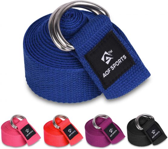 AQF Yoga Strap 1.8M, 2.4M, 3M Soft Cotton Leg Stretcher with D-Ring Buckle Adjustable Fitness Belt for Leg Stretching & Body Stretch Band