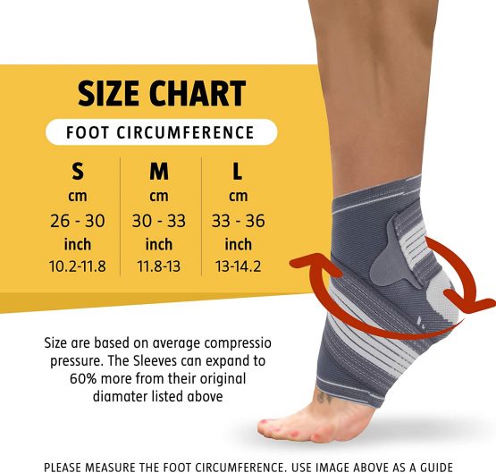 Ankle Support Brace - Adjustable Foot Compression Sleeve Strap Socks | for Arthritis, Achilles Tendonitis, Sprained Heel Lift, Ligament Damage, Arch Supports | Sports Running for Men Women (Medium) - Image 4