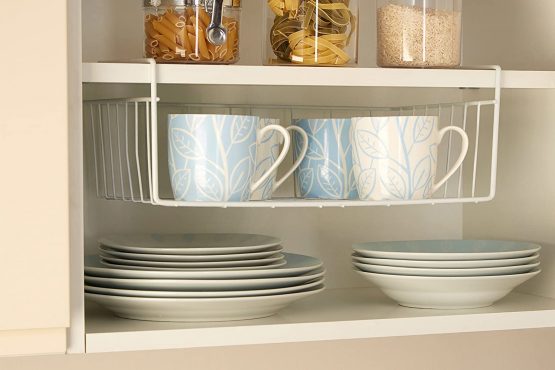 Premier Housewares 509718 Shelf Storage Basket, 39 cm-White, Metal - Image 3