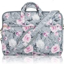 TaylorHe 15.6 inch 15 inch 16 inch Poly Canvas Laptop Shoulder Bag with Patterns, Side Pockets Handles and Detachable Strap Elegant Vintage Roses