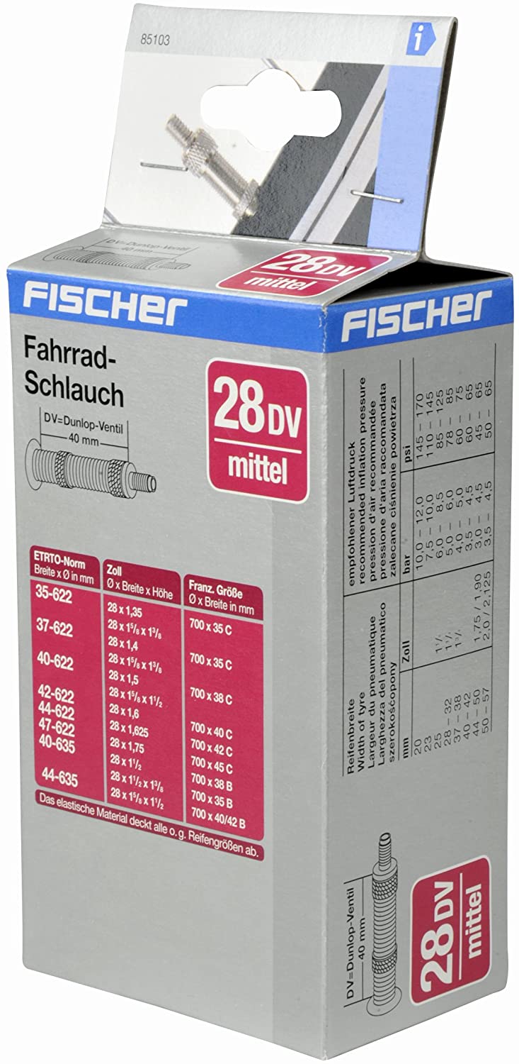Fischer Bicycle Inner Tube 28 Inches Medium Dunlop Valve, Black, 622 x 35-47 mm - Image 3