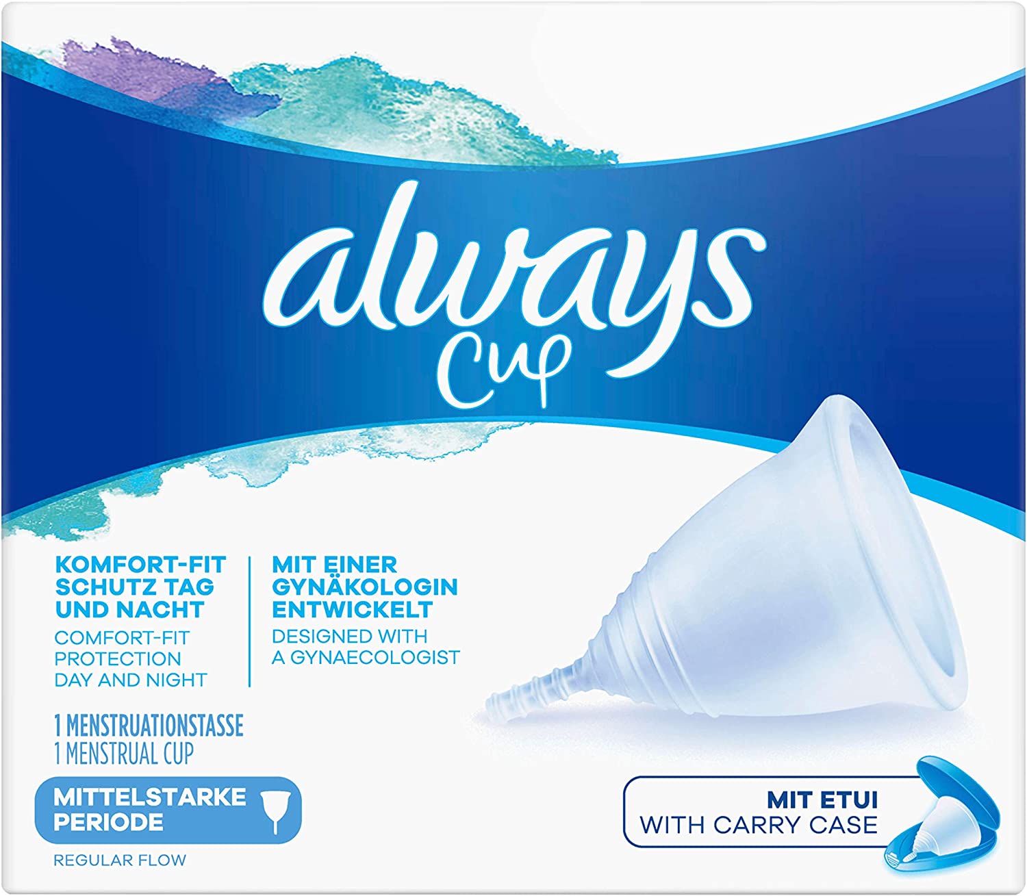 Always Menstrual Cup (1 Menstrual Cup) for a Medium Period with Case, Developed with Gynaecologist, Clear
