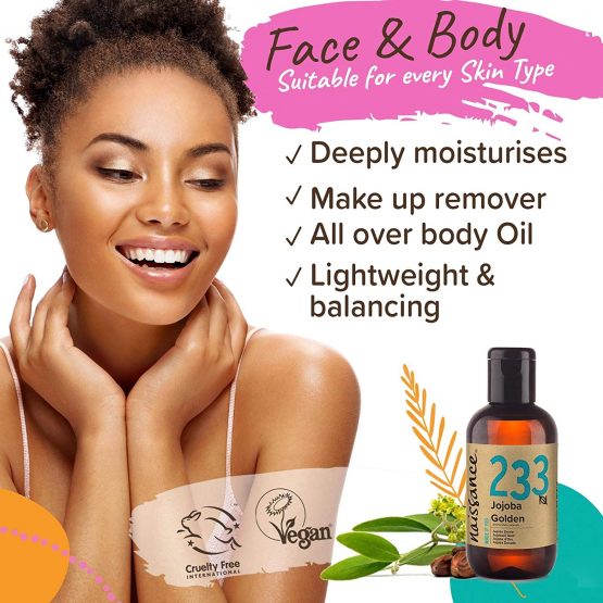 Naissance Cold Pressed Golden Jojoba Oil (no. 233) 100ml - Pure & Natural, Unrefined, Vegan, Hexane Free, No GMO - Ideal for Aromatherapy and as a Massage Base Oil - Image 2