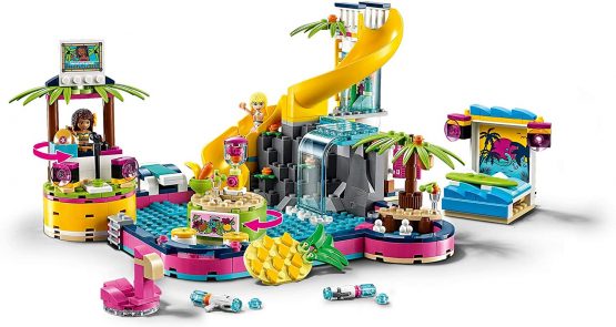 LEGO 41374 Friends Andrea’s Pool Party Set with Andrea and Stephanie Mini-Dolls, DJ Box, Aquarium and Fish - Image 2