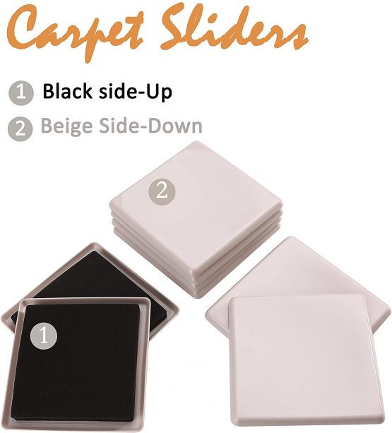 8 Pack 5 Inch Reusable Furniture Slider for Carpet,Square Furniture Mover,Furniture Sliders Carpet Sliders Furniture Moving Sliders Furniture Movers Furniture Moving Pads Furniture Glides Gliders - Image 2