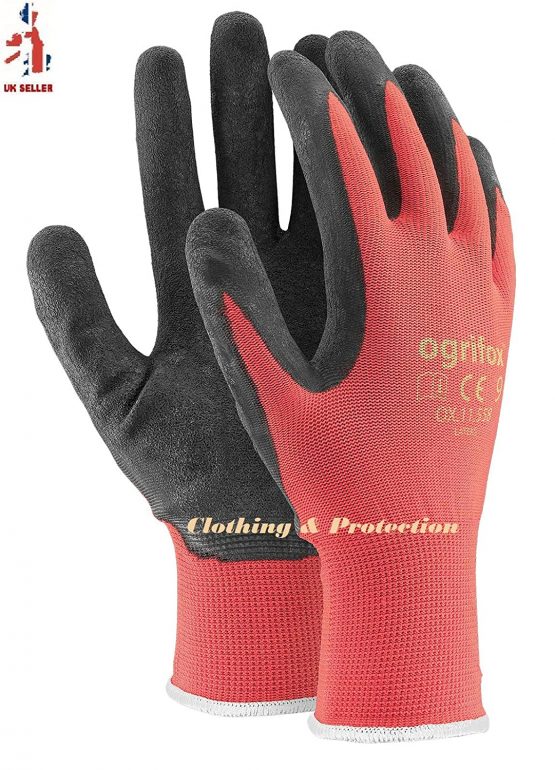 24 PAIRS NEW LATEX COATED WORK GLOVES SAFETY DURABLE GARDEN GRIP BUILDERS (L - 9) - Image 3