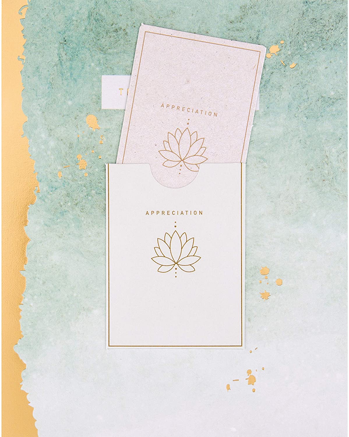 Hallmark Thank You Card with Keepsake from Contemporary Marbled Ink and Foil Design,25526553, grey|green, 20.2cm x 13.8cm - Image 3