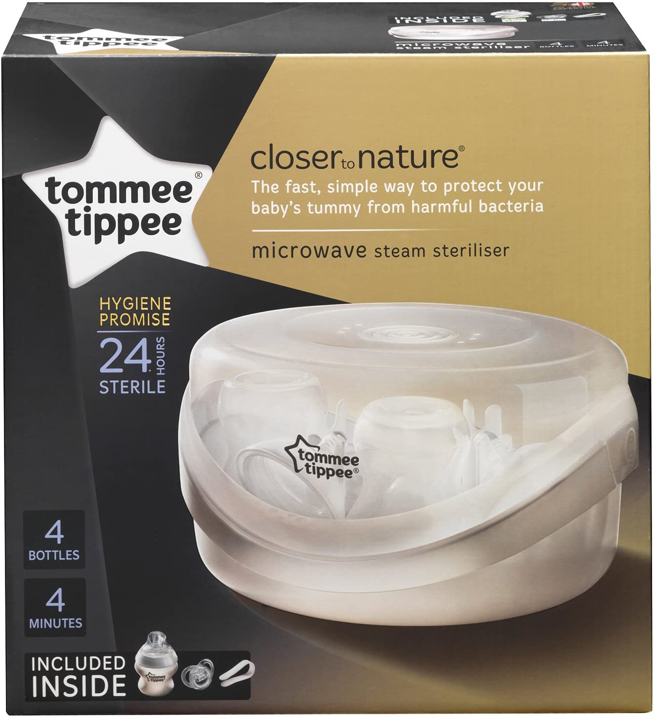 Tommee Tippee Closer to Nature Microwave Steriliser, Transparent, White, 4 count (Pack of 1) - Image 3