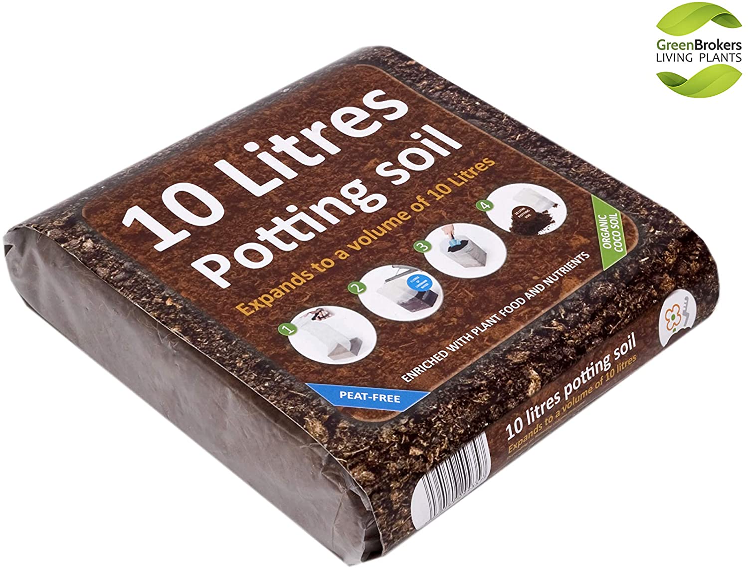 GreenBrokers C1001 Organic All Purpose Potting Compost Enriched with Nutrients - Expands to 10Ltrs, 10 Ltr