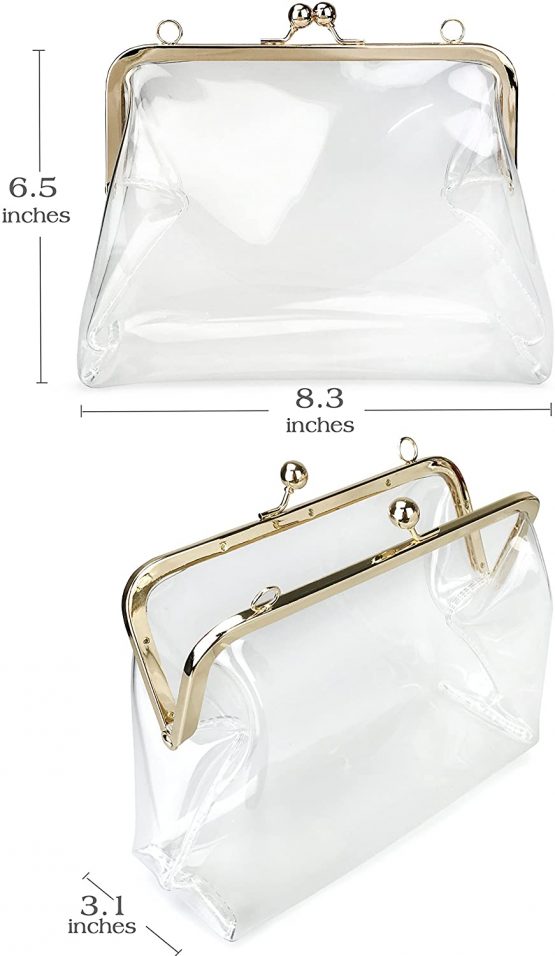 Hoxis Clear Transparent PVC Kiss Lock Chain Cross Body Bag Womens Clutch - Image 4