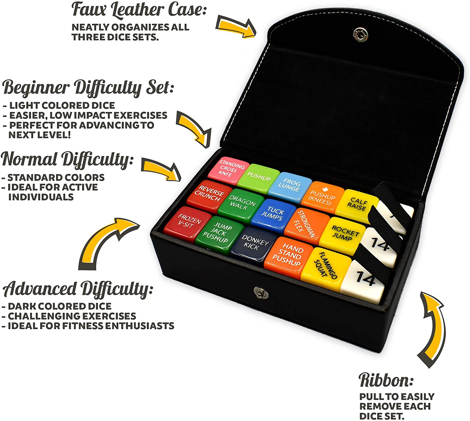 Stack 52 Quick Sweat Fitness Dice. Bodyweight Exercise Workout Game. Designed by a Military Fitness Expert. Video Instructions Included. No Equipment Needed. Burn Fat Build Muscle. (2019 Box Set) - Image 3