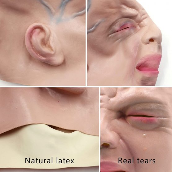 CreepyParty Crying Baby Face Mask Human Realistic Latex Full Head Masks for Halloween Costume Party Carnival Cosplay - Image 4