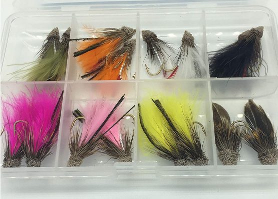 BestCity Fly Fishing Muddler Set, pack of 16 flies sizes 8-10 + frre clip shut box