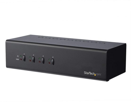 StarTech 4 Port Dual Monitor DVI KVM Switch - Dual Screen Display Compact USB KVM Switch with Integrated USB 3.0 Hub & Audio - Dual View KVM - Dell HP Apple Lenovo - TAA Compliant (SV431DD2DU3A)